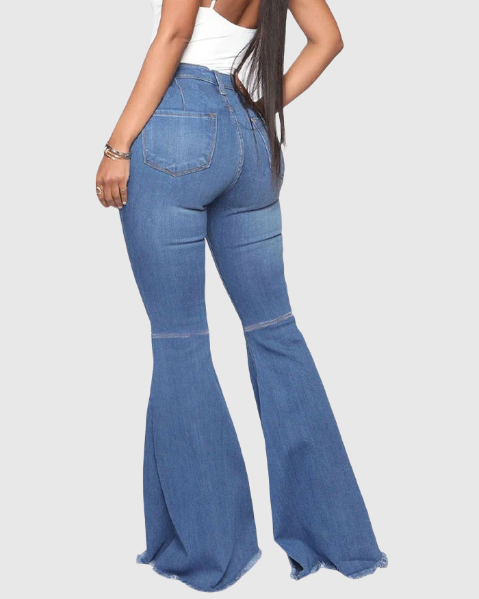 High Waist Butt Lift Versatile Elastic Multicolor Flare Jeans