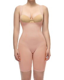 Seamless Open Bust Thigh Slimmer Bodysuit Elasticity Tummy Control Shapewear