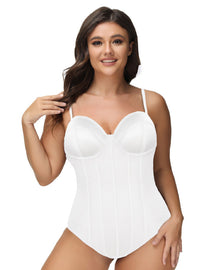 Women's Corset Thong Tummy Control Butt Lift Bodysuit Shapewear With Wired-Cup Bra (Pre-Sale)