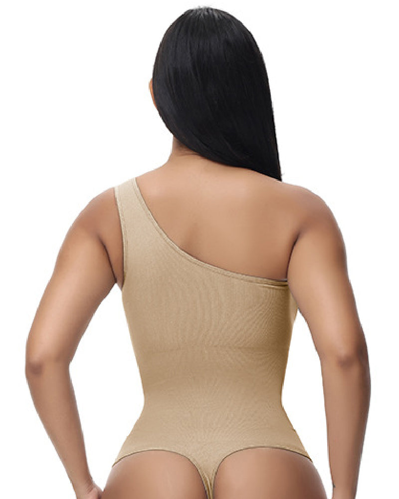 Sexy Ribbed One Shoulder Sleeveless Tank Top Tight Stretch Bodysuit