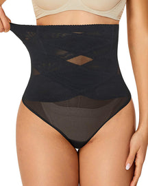 Cross High Waist Shaping Briefs Mesh Firm Control Stomach Panty