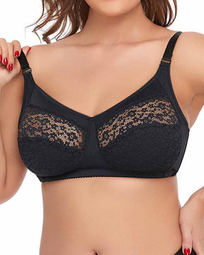 Lace Stitching Adjustable Wide Hem Stretchy Push Up Bra