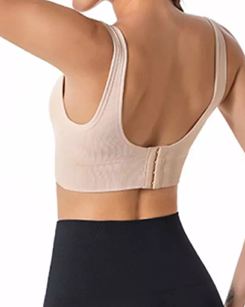 Women's Wireless High Support Adjustable Padded Push Up Crop Tank Top Sports Bra