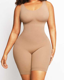 Women's Seamless Mid-Thigh Tummy Control U-Neck Bodysuit Shapewear