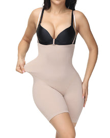 Seamless Open Bust Elastic Bodysuit Tummy Control Thigh Slimmer High Waist Shapewear