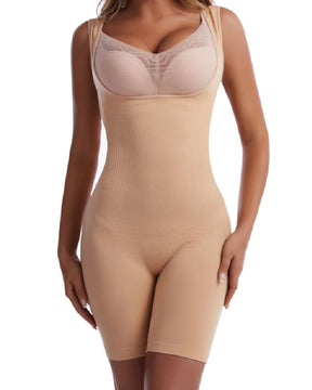 Seamless Open Bust Tummy Control Full Bodysuit Sleeveless Thigh Slimmer Shapewear