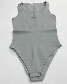 Sexy U-neck Sleeveless Ribbed Triangle Bodysuit