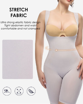 Seamless Open Bust Thigh Slimmer Bodysuit Elasticity Tummy Control Shapewear