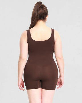 Women's Tummy Control Mid-Thigh Seamless Outerwear Bodusuit Shapewear