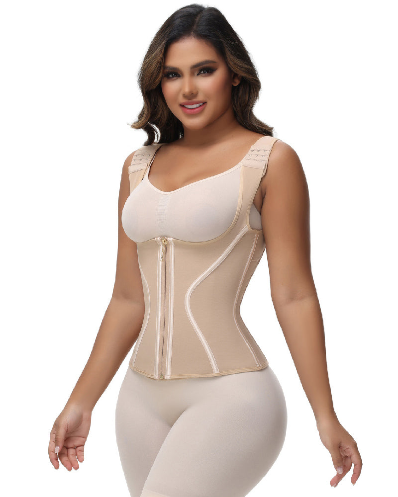 Women's Double Compression Bone Waist Trainer Tummy Control Postpartum Corset Vest