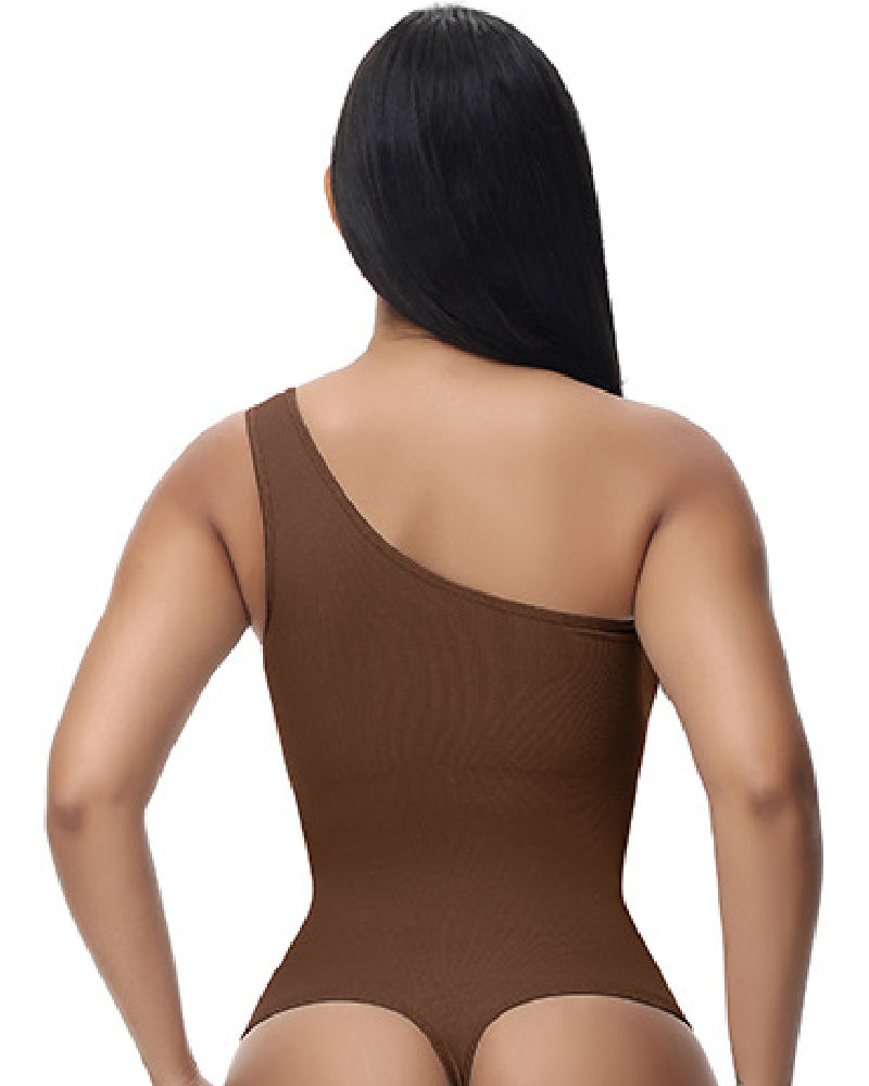 Sexy Ribbed One Shoulder Sleeveless Tank Top Tight Stretch Bodysuit