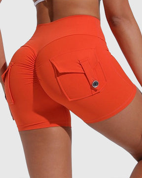 Women's Yoga Shorts Hip Lift Cargo Back Pockets