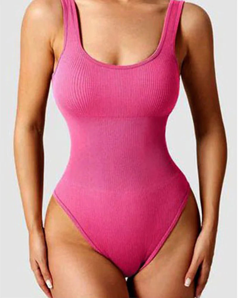 Women's Shapewear Bodysuits Sexy Ribbed Sleeveless Square Neck Tank Tops