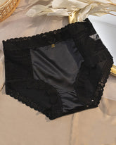 Women's Satin Seamless Ice Silk Mid-waist Briefs Cotton Crotch Butt-Lift Panties