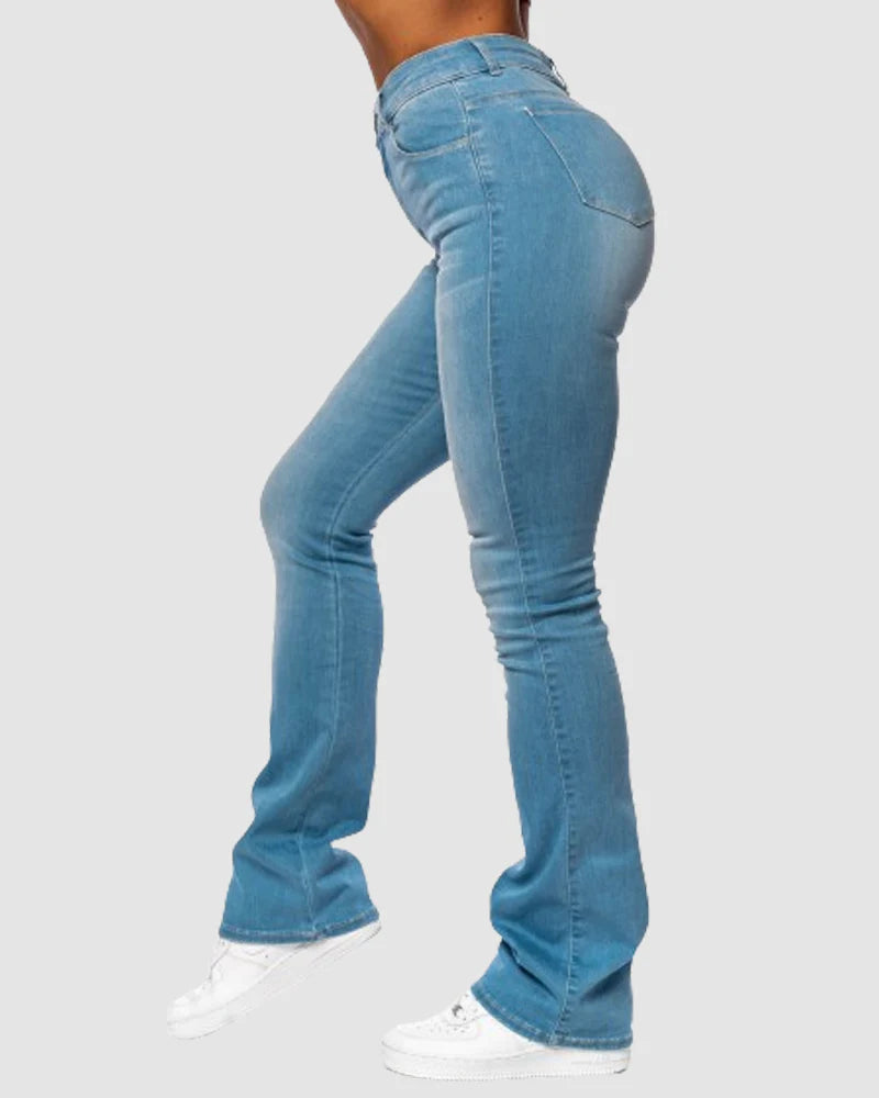 High Waisted Slim Stretch Skinny Flare Jeans