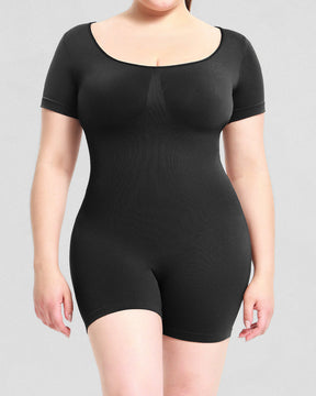 Short Sleeve Crew Neck Jumpsuit Slimming Seamless Butt Lift Body Shaper