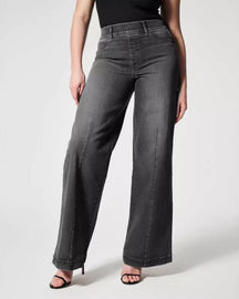 Wide-leg Mid-waist High-elastic Elastic Waist Jeans