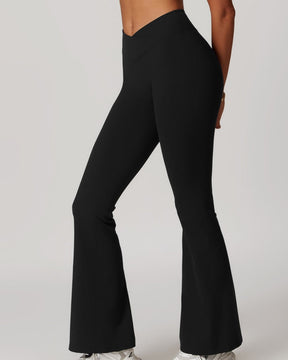 Crossover High Waist Hip Lift Nude Yoga Flared Pants