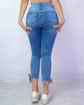 Women's Elastic Waisted Mid-Stretch High Waist Skinny Jeans