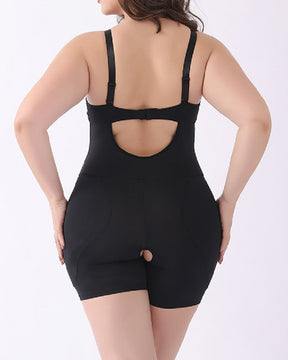 Lace Backless Underwire Open Crotch Shapewear With Removable Sponge Pad