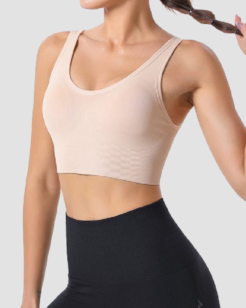 Women's Wireless High Support Adjustable Padded Push Up Crop Tank Top Sports Bra