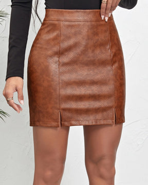 High Waist Snake Print Slit Skirt Sexy Hot Girl Zipper Hip Skirt