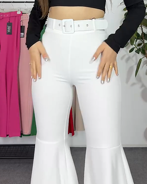 Sexy Slim High Waisted Stretch Bell Bottoms Pants with Belt (Pre-Sale)