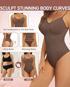 Seamless Round Neck Tummy Control Thong Tank Top Body Shaper Bodysuits