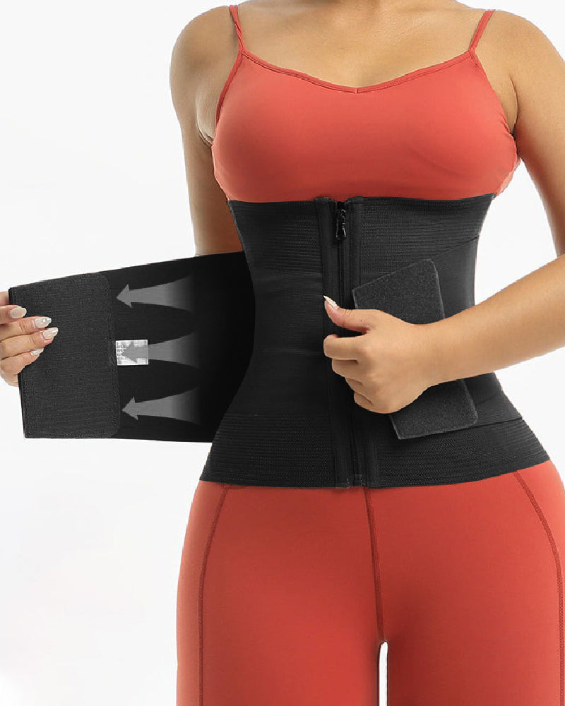 Double Compression Zipper Waist Trainder Corset Girdle