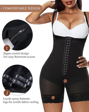 Tummy Control Body Shaper Butt Lifter Thigh Slimmer Faja Plus Shapewear with Zipper Crotch