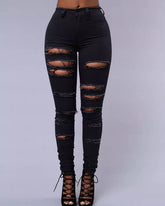 High-waist Stretch Ripped Skinny Jeans