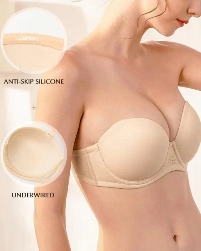 Nude Strapless Push up Underwired Bra Multiway Contour Large Sizes