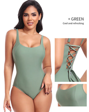 Sexy One-piece Back Lace up Swimsuit Shaping Swimming Costume