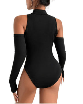 Sexy Long-sleeved Bodysuit with Off-shoulder Fit