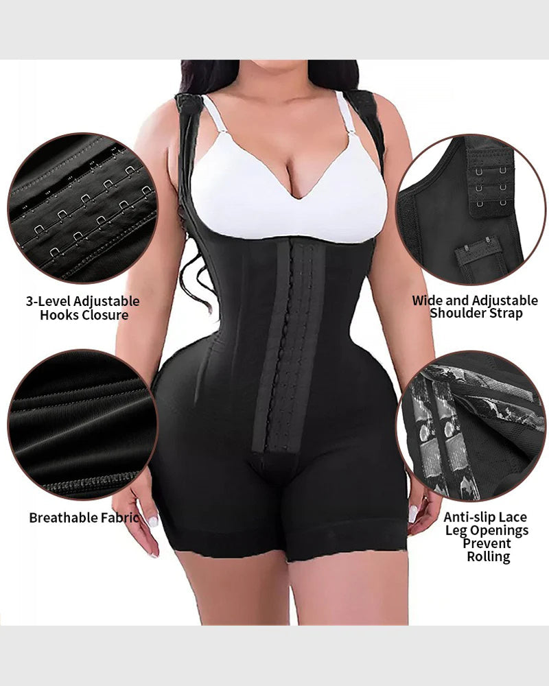 Firm Compression Tummy Control Shapewear Adjustable Bodysuit Hook and Eye Closure