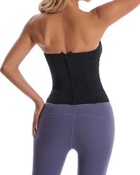 Women's Boned Overbust Bustier Corset Tops Strapless Zipper Bodice Shapewear