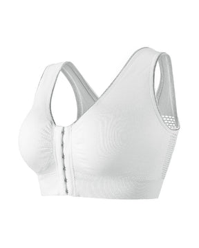 Women's Plus Size Front Buckle Solid Hollow Breathable Wireless Sports Bra