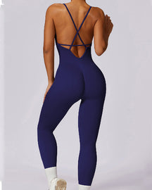 Criss Cross Seamless Scrunch Butt Romper Spaghetti Strap Tummy Control Jumpsuit