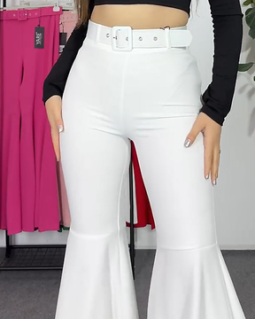 Sexy Slim High Waisted Stretch Bell Bottoms Pants with Belt (Pre-Sale)