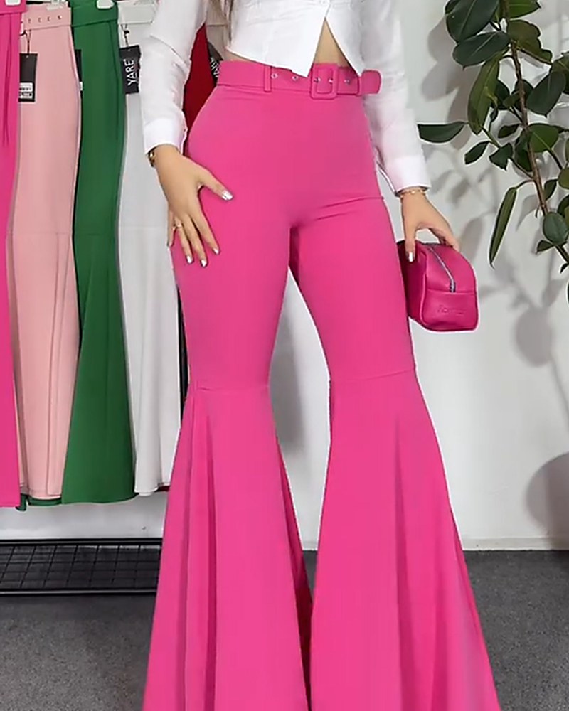 Sexy Slim High Waisted Stretch Bell Bottoms Pants with Belt (Pre-Sale)