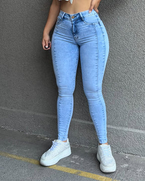 Classic High Waisted Stretch Tummy Control Jeans Slim Fit Denim Pants (Pre-Sale)