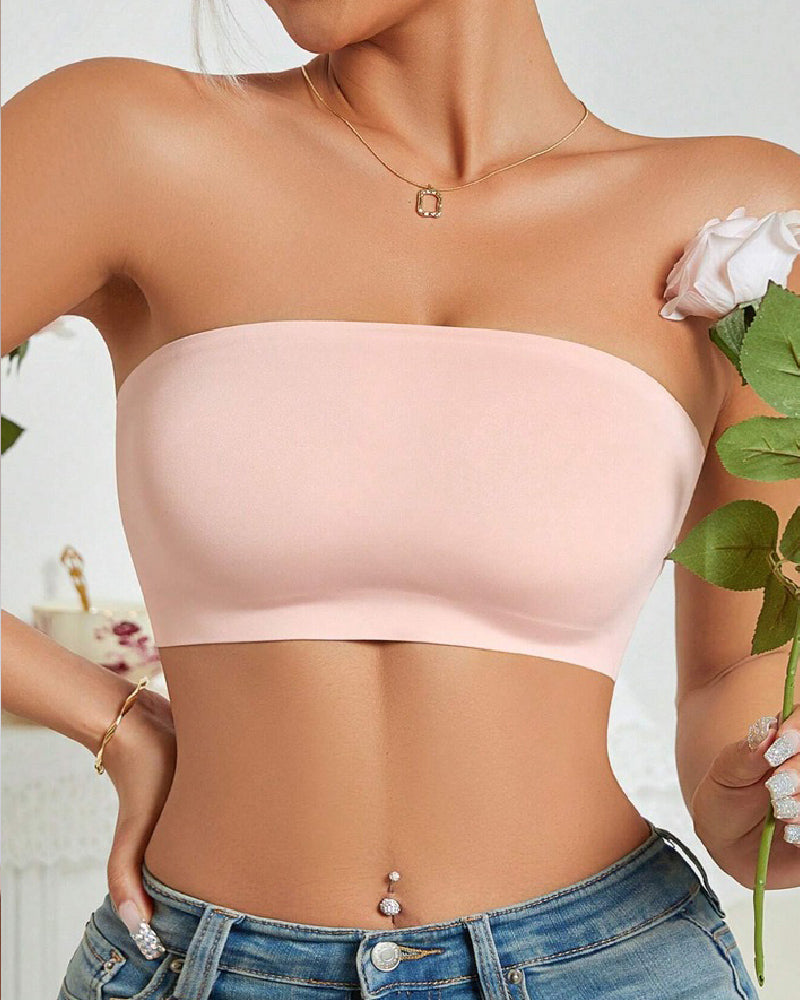 Wireless Strapless Bandeau Bra Seamless Stretch Non Padded Push Up Bralette