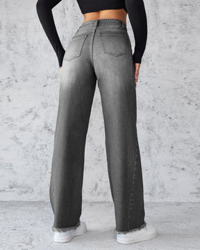 Elegant Non-stretch Straight-leg Wide-leg Jeans