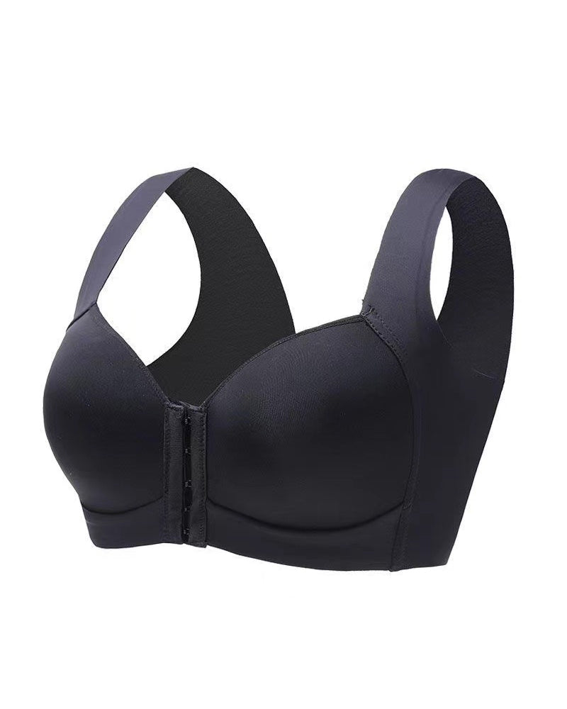 Women's Comfort Lift Front Closure Seamless Push Up Wireless Wide Strap Bra