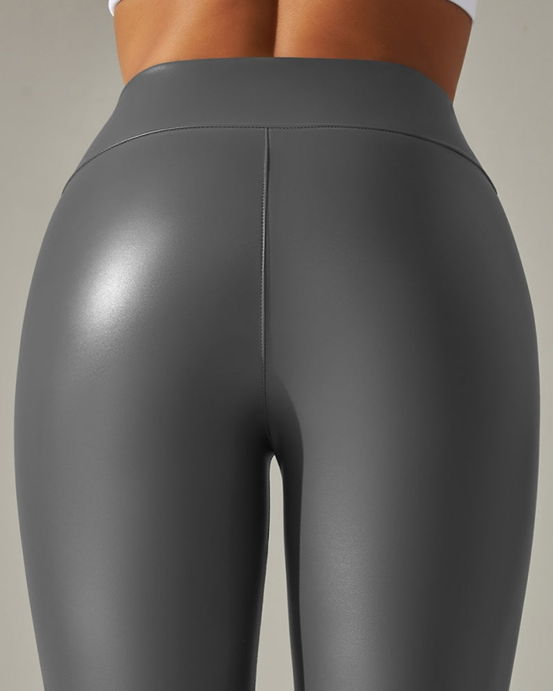 High Waist Tight Sexy PU Leather Pants Colorful Yoga Pants for Women