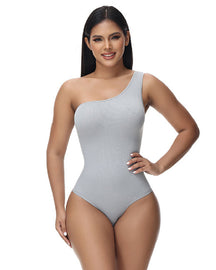 Sexy Ribbed One Shoulder Sleeveless Tank Top Tight Stretch Bodysuit