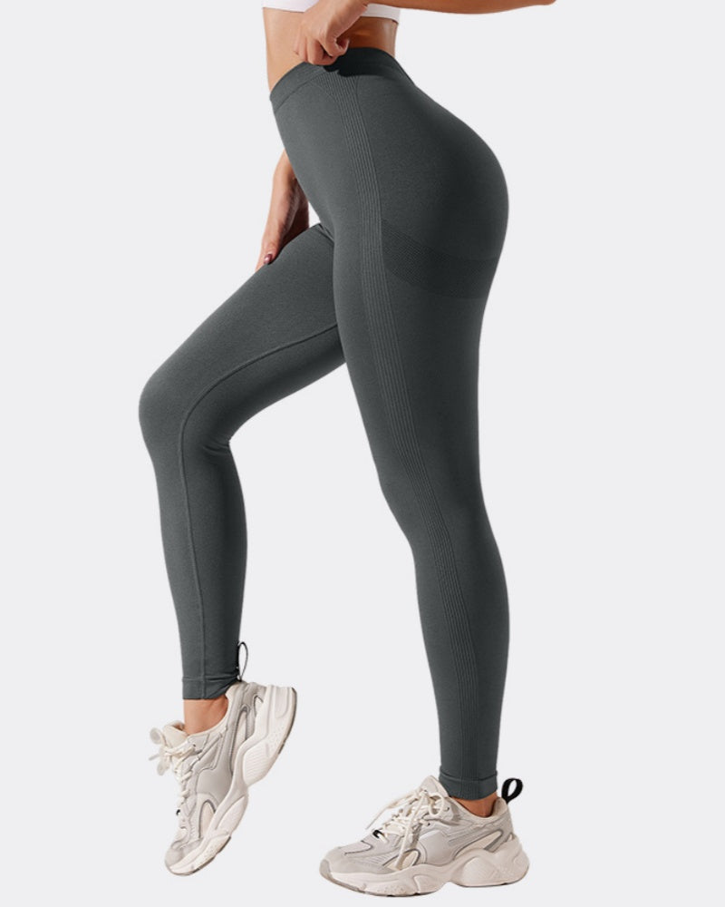 V Wrinkled Waist Hip Lift Nude Sports Yoga Pants