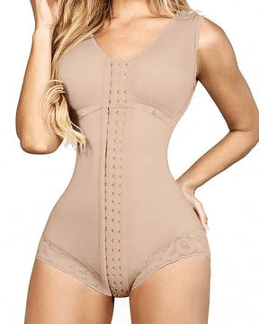 Women's Hook And Eye Closure Breast Support Shapewear Tummy Control Triangle Bodysuit