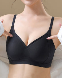 Women's Seamless Push-Up Fixed Cup Bra Wireless Soft Support Bralette