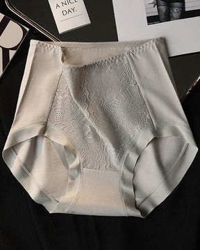 Anti-Bacterial Floral Lace Silkworm Silk Temperature Change Crotch Briefs